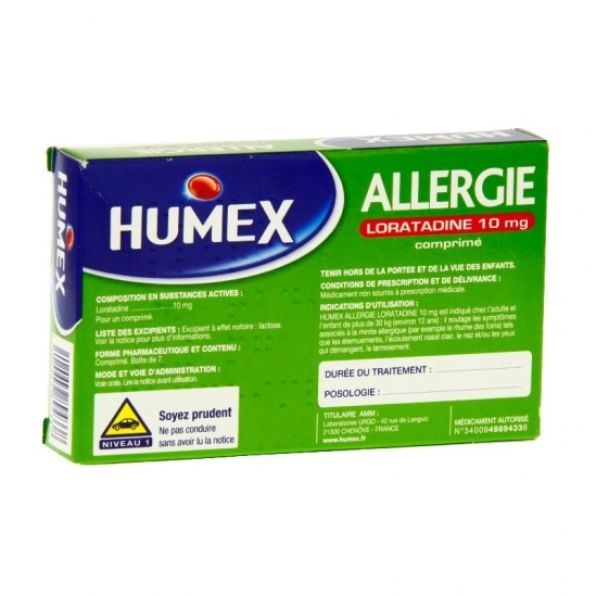 Humex Alergie Loratadine 10mg 7 Comprimés | Nom de la Pharmacie en...