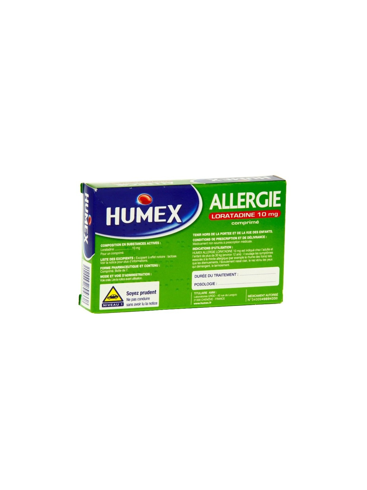 Humex Alergie Loratadine 10mg 7 Comprimés | Nom de la Pharmacie en...