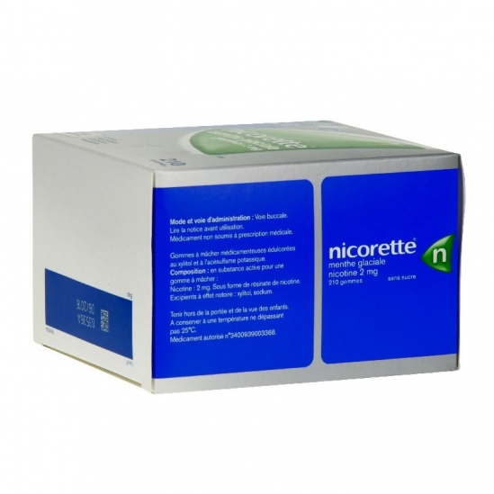 Nicorette menthe glaciale 2mg sans sucre 210 gommes à mâcher   |...