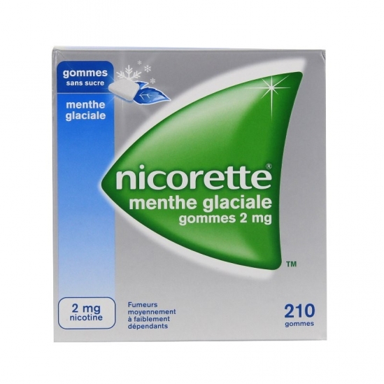 Nicorette menthe glaciale 2mg sans sucre 210 gommes à mâcher   |...