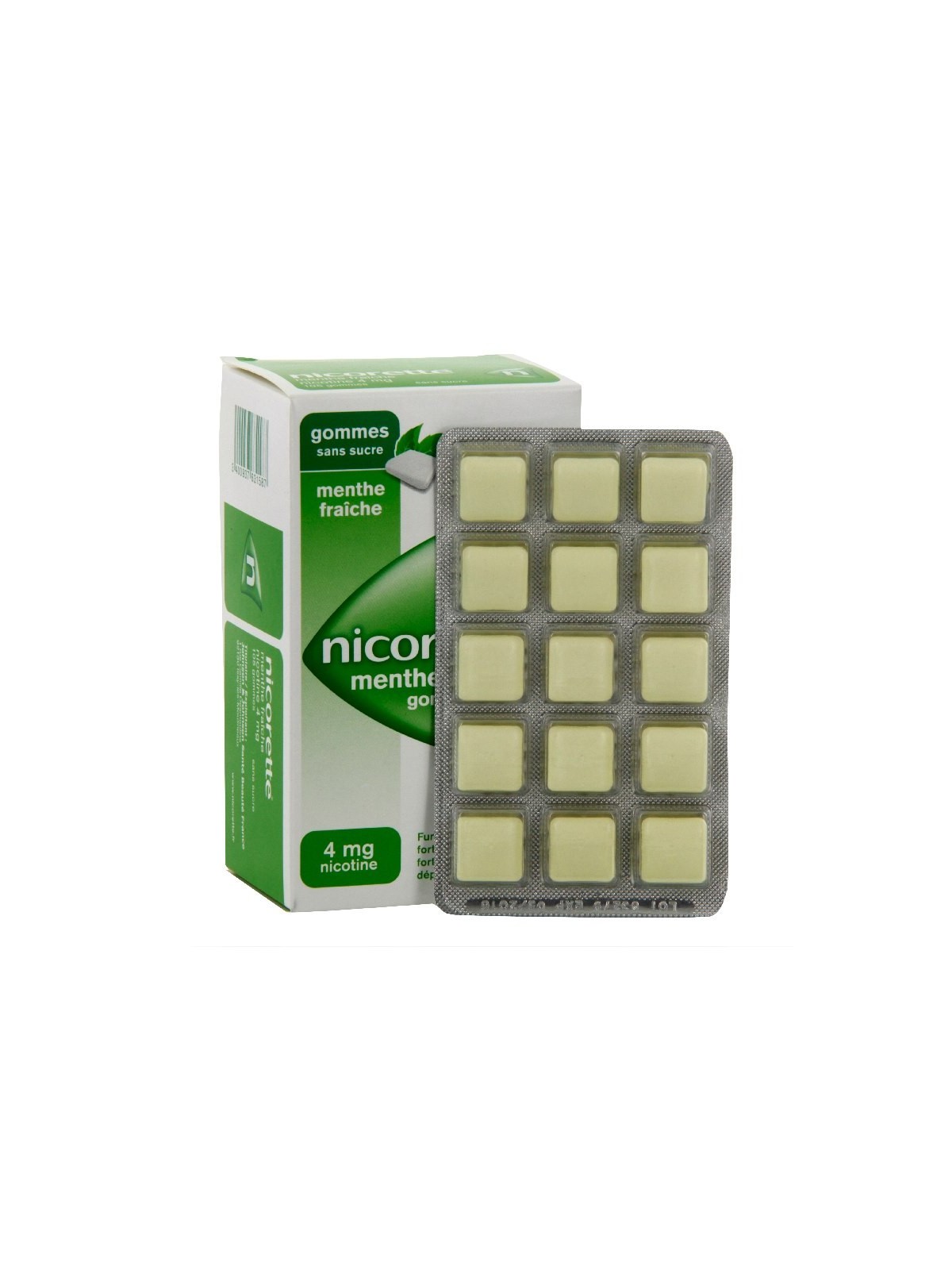 Nicorette menthe fraiche 4mg sans sucre 105 gommes à mâcher