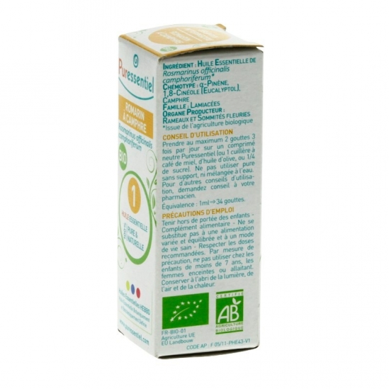 Puressentiel romarin à camphre bio 10ml | Nom de la Pharmacie en...