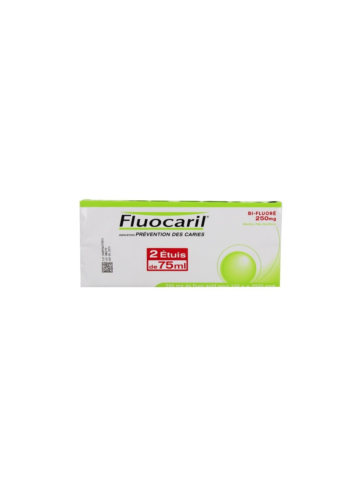 Fluocaril Bifluore 250mg Menthe Pâte Dentifrice 2 Tubes de 75ml |...