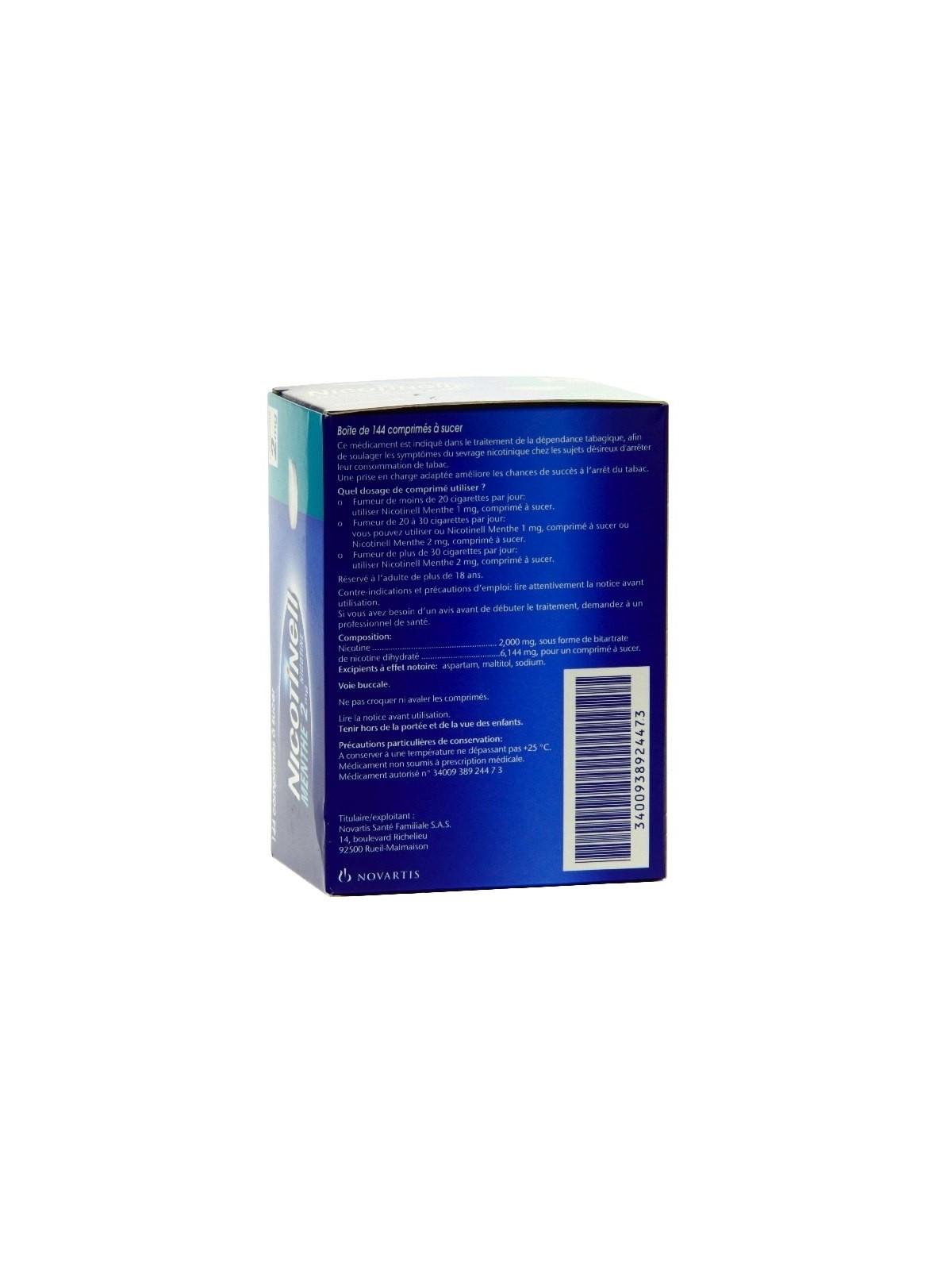 NICOTINELL MENTHE 2mg comprimé à sucer