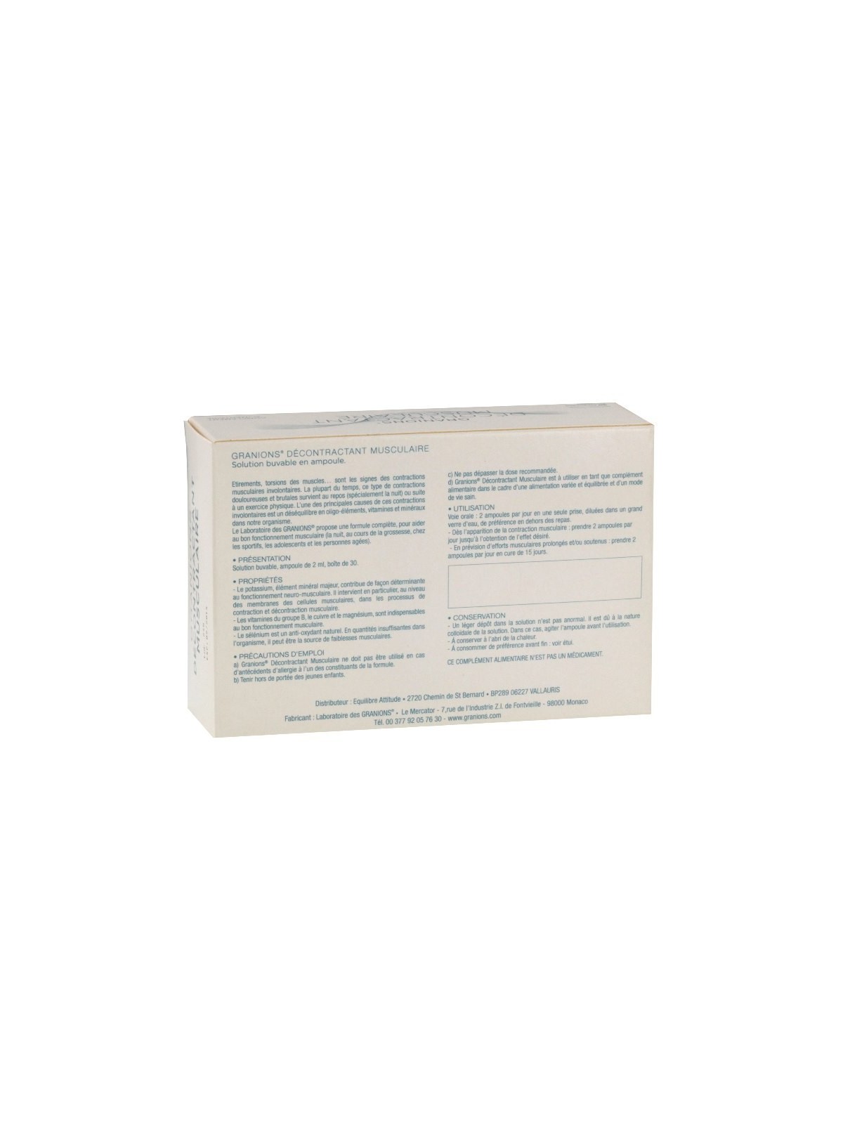 Granion décontractant musculaire 30 ampoules buvables de 2ml