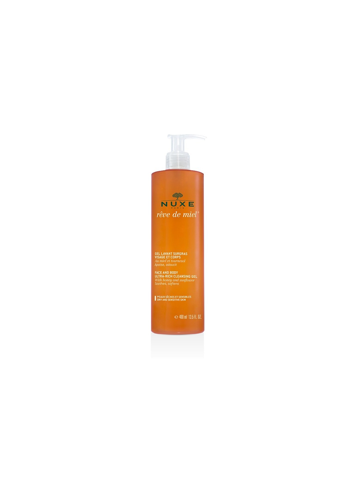 Nuxe rêve de miel gel lavant surgras visage et corps 400ml
