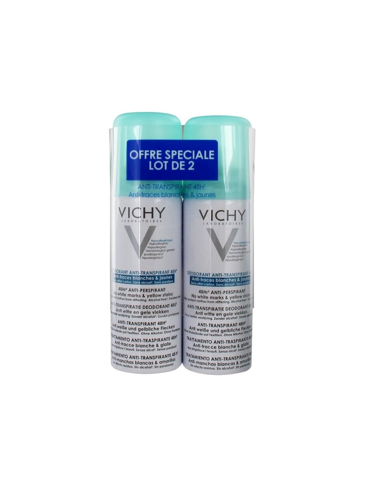 Vichy Déodorant Anti-Transpirant Anti-Trace Aérosol 48H Lot de 2x125ml