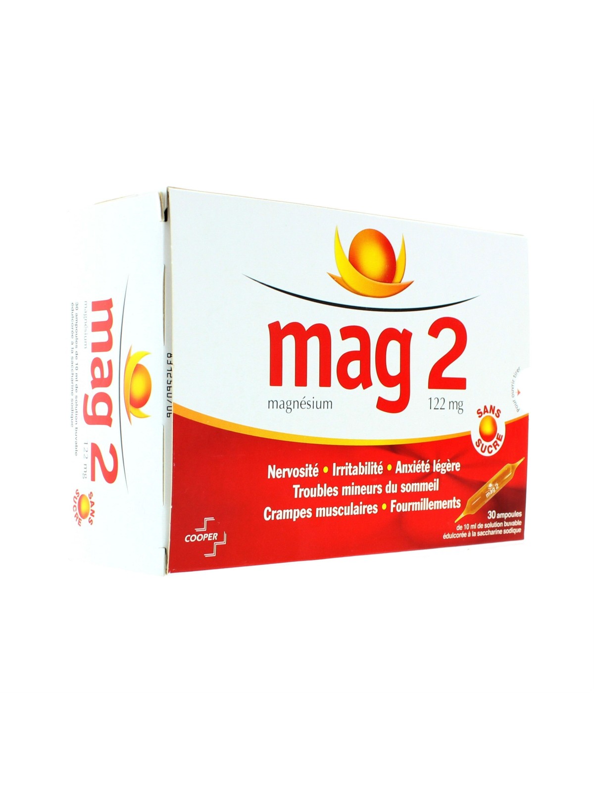 Mag 2 Sans Sucre 122 mg solution buvable 30 ampoules édulcorées de 10ml