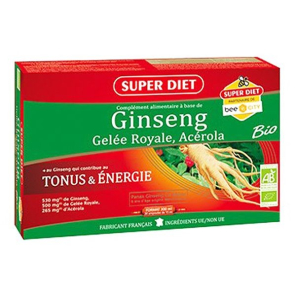 Super Diet Ginseng Gelée Royale et Acérola Bio 30 Ampoules + 50% OFFERT