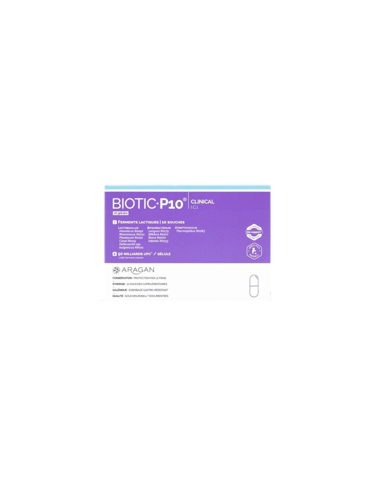 Aragan biotic P10 clinical 20 gélules