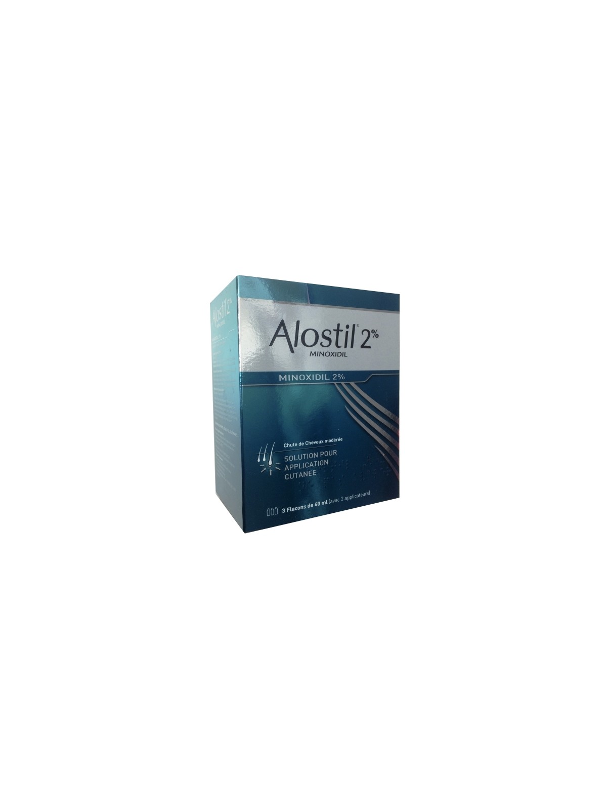 ALOSTIL 2 pour cent solution pour application cutanée Minoxidil 60ml x3