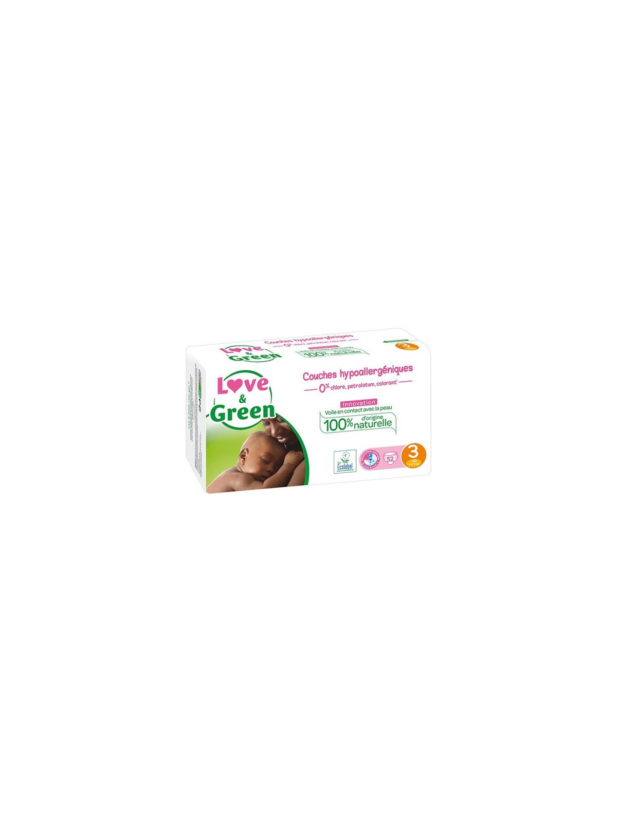 Love & green couches hypoallergeniques taille 3 paquet de 52