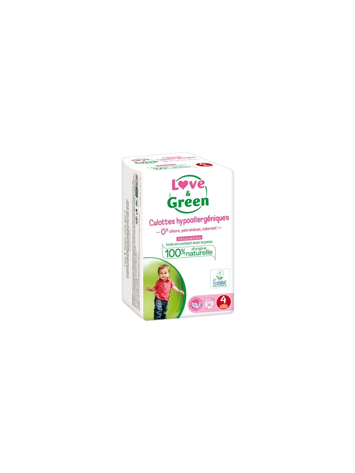 Love & green new cullotes hypoallergéniques taille 4 paquet de 20