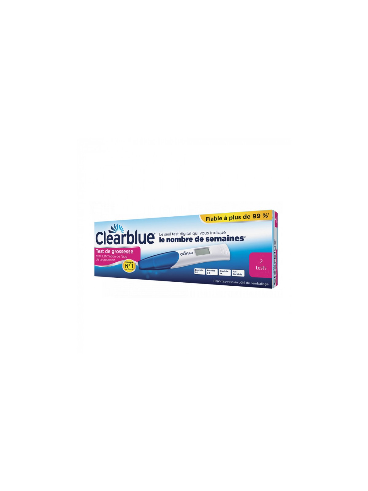 Clearblue lot de 2 tests de grossesse digital
