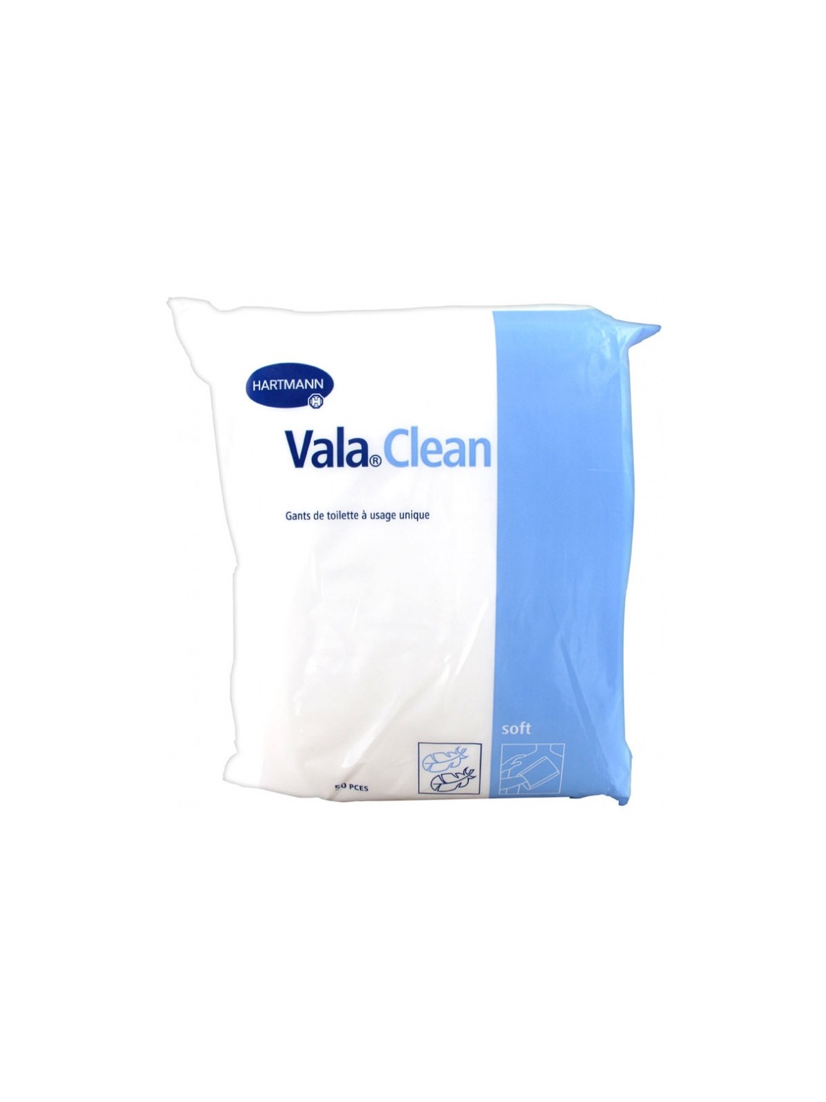 Hartman vala®clean gants de toilette à usage unique 50 pièces