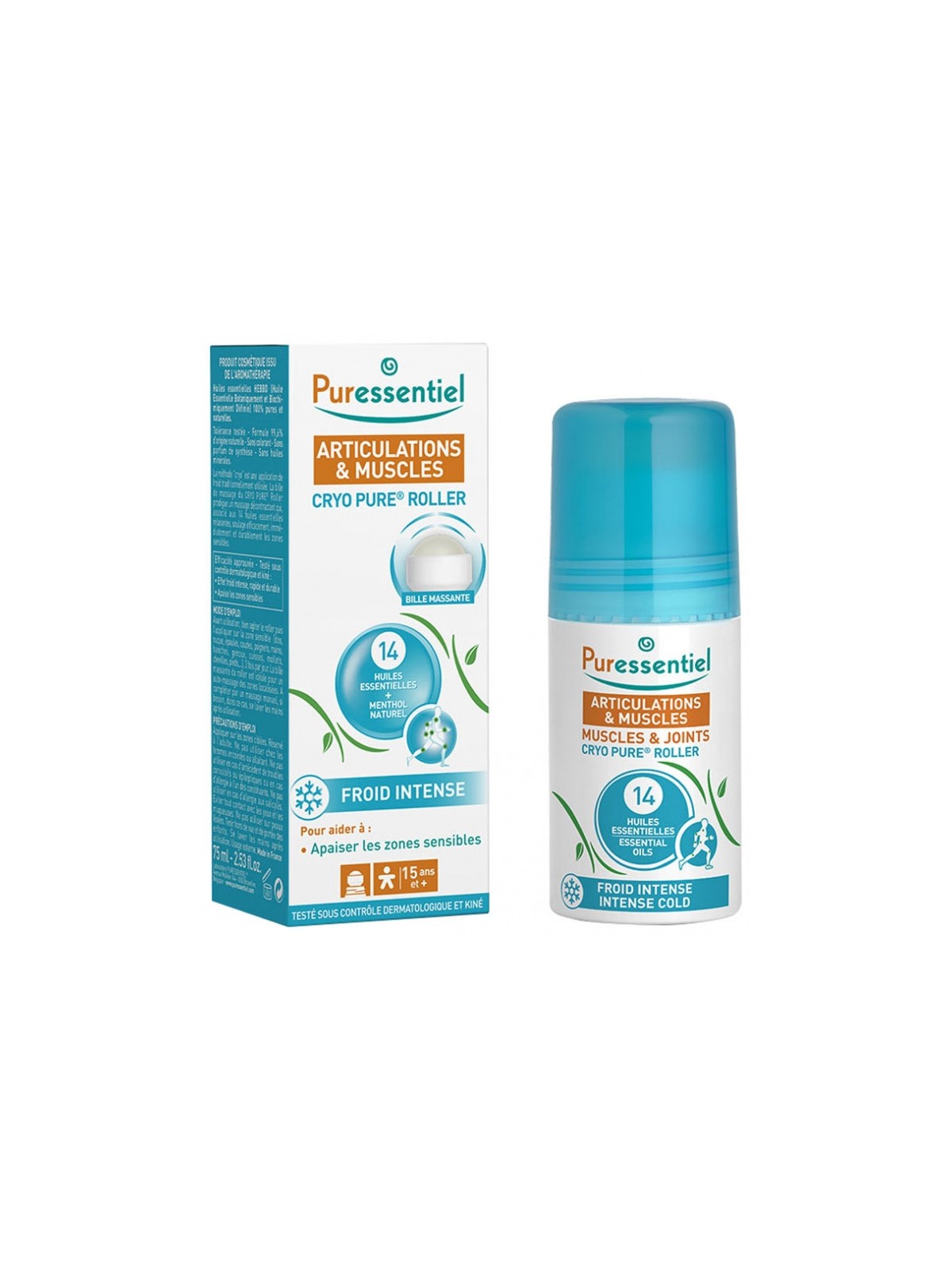 Puressentiel cryo pure rollet articulations & muscles huiles éssentielles 75ml