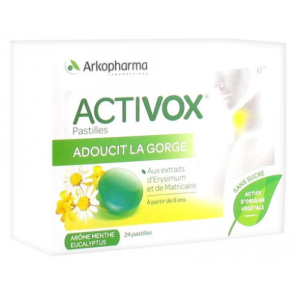Arkopharma activox pastilles pour adoucir la gorge arôme menthe eucalyptus 24 pastilles