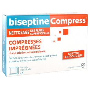 Biseptine compress 8 compresses imprégnées