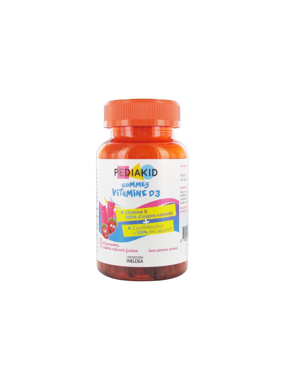 PEDIAKID GOMMES VIT D3 FRAISE BTE 60