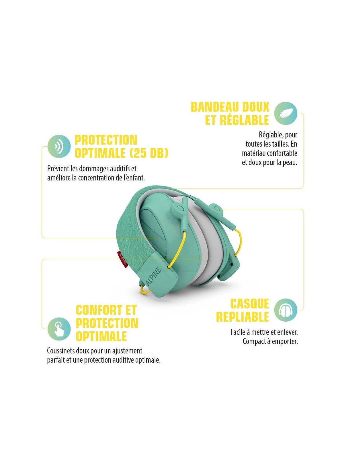 ALPINE Muffy Casque Anti-Bruit Enfant Mint