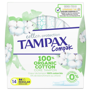 TAMPAX Compak Tampon Coton Bio Regular boite de 14