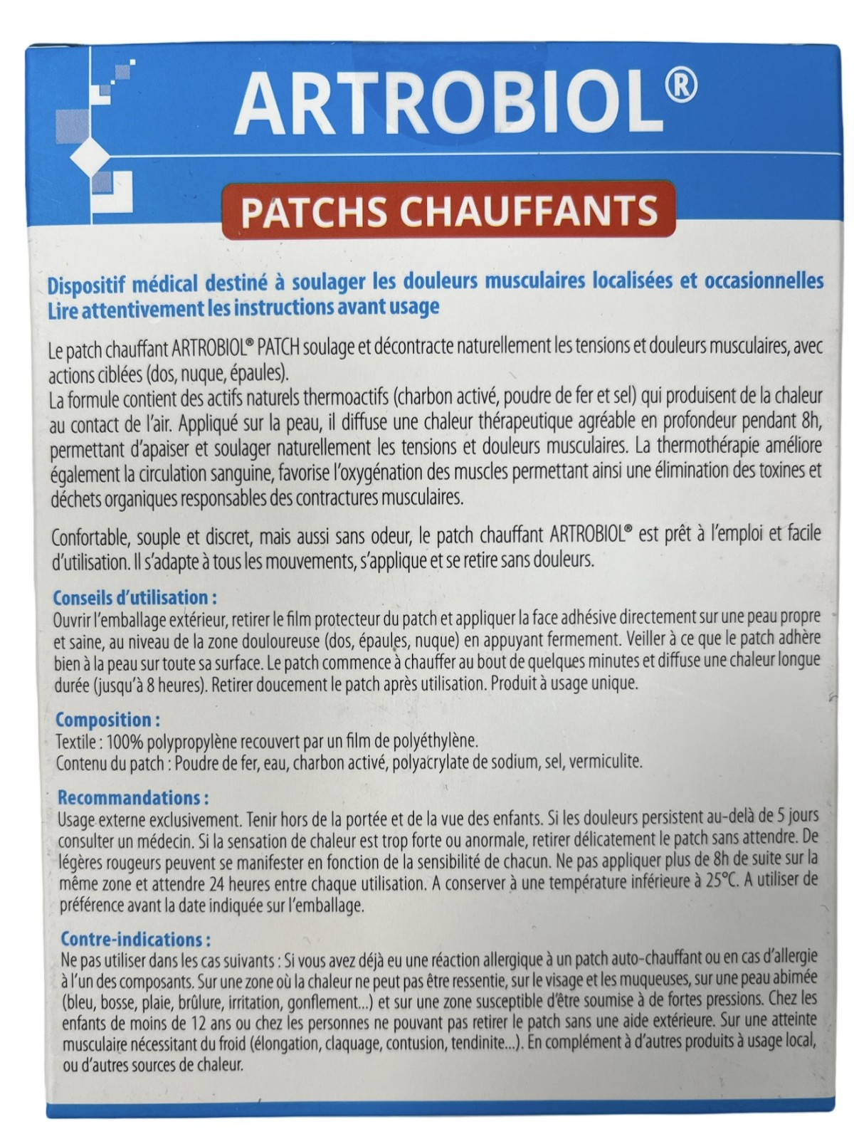 INELDEA Artrobiol Patchs Chauffants boite de 8