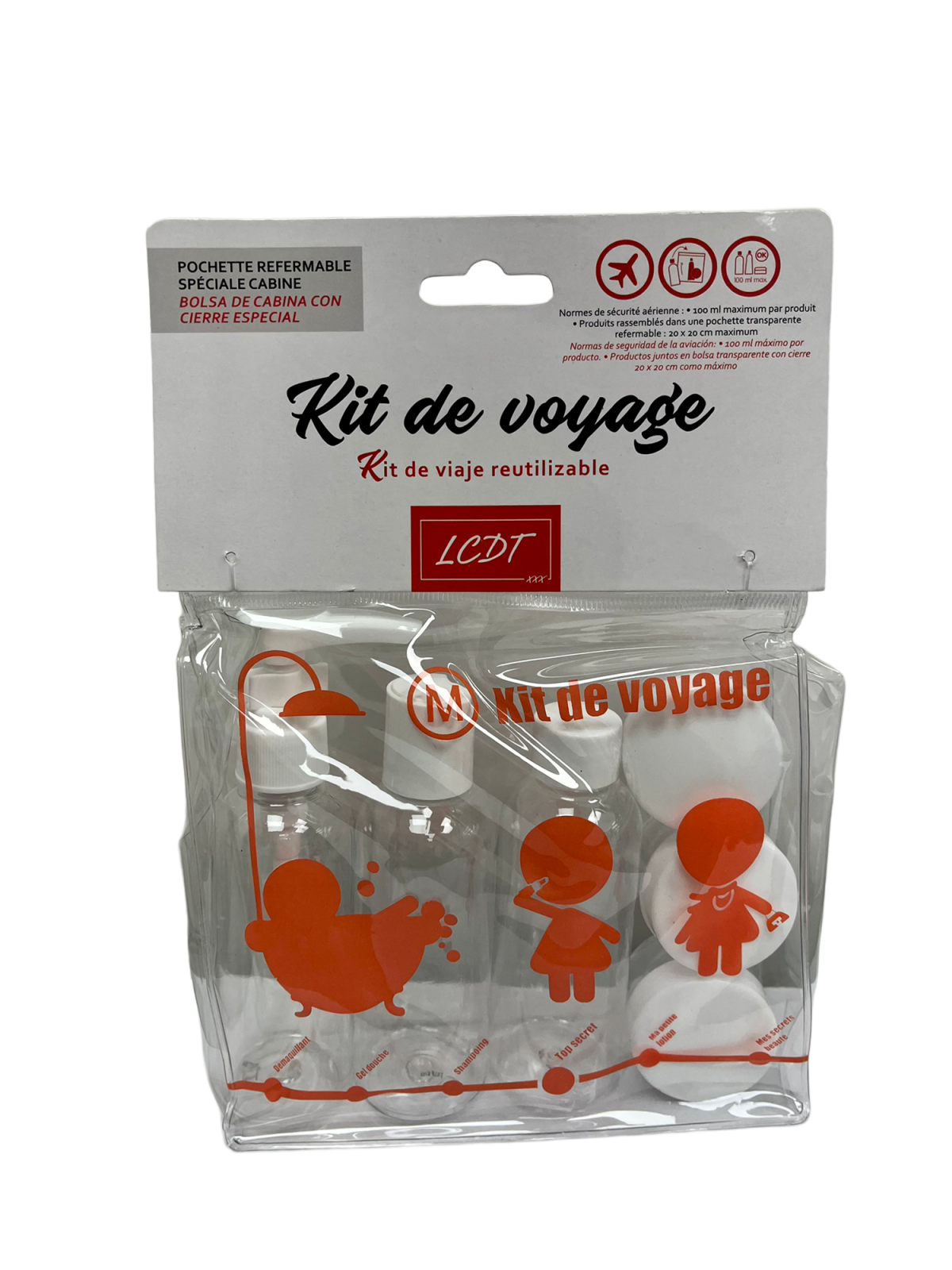LCDT Kit de Voyage Réutilisable 6 Flacons