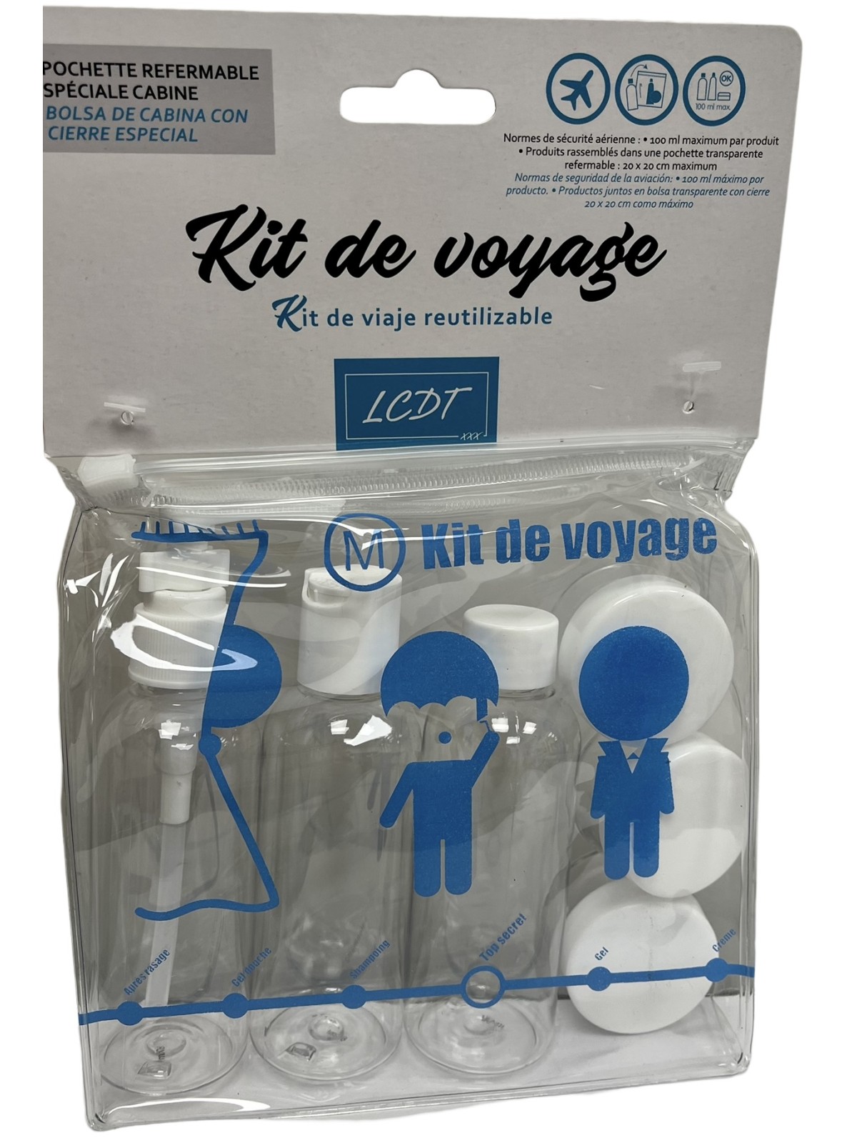 LCDT Kit de Voyage Réutilisable 6 Flacons