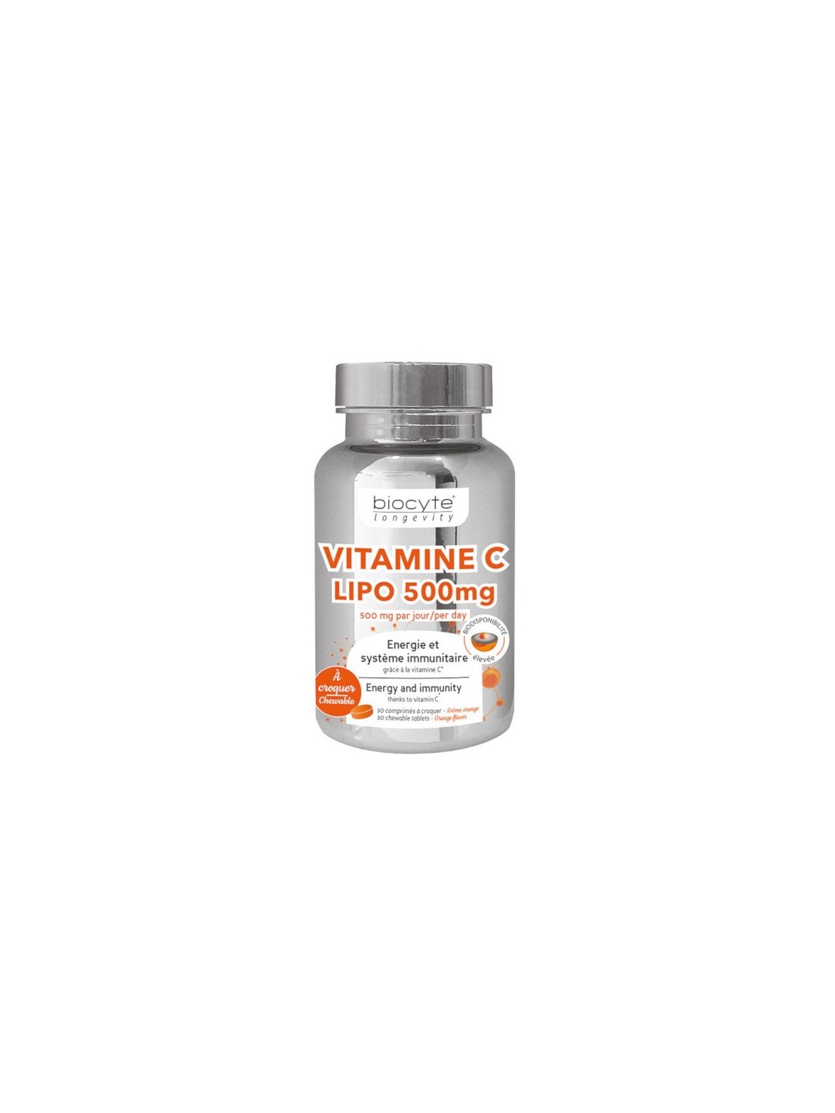 BIOCYTE Longevity Vitamine C Lipo 500mg - 30 comprimés à croquer
