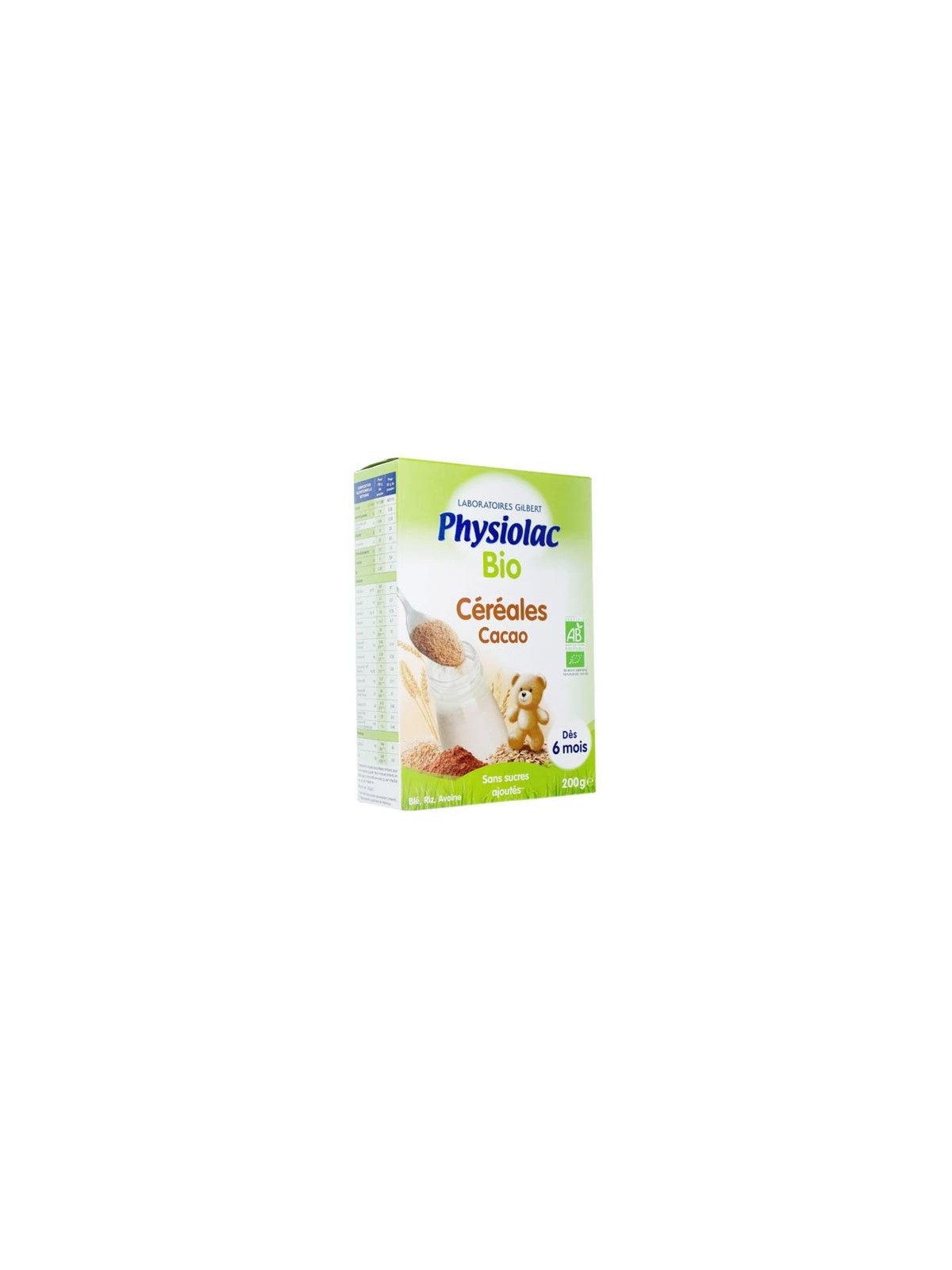 PHYSIOLAC Céréales Cacao Bio 6 Mois 200g