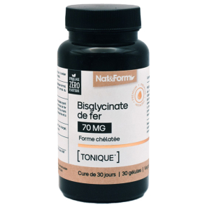 NAT&FORM Nutraceutique Bisglycinate de Fer 30 Gélules