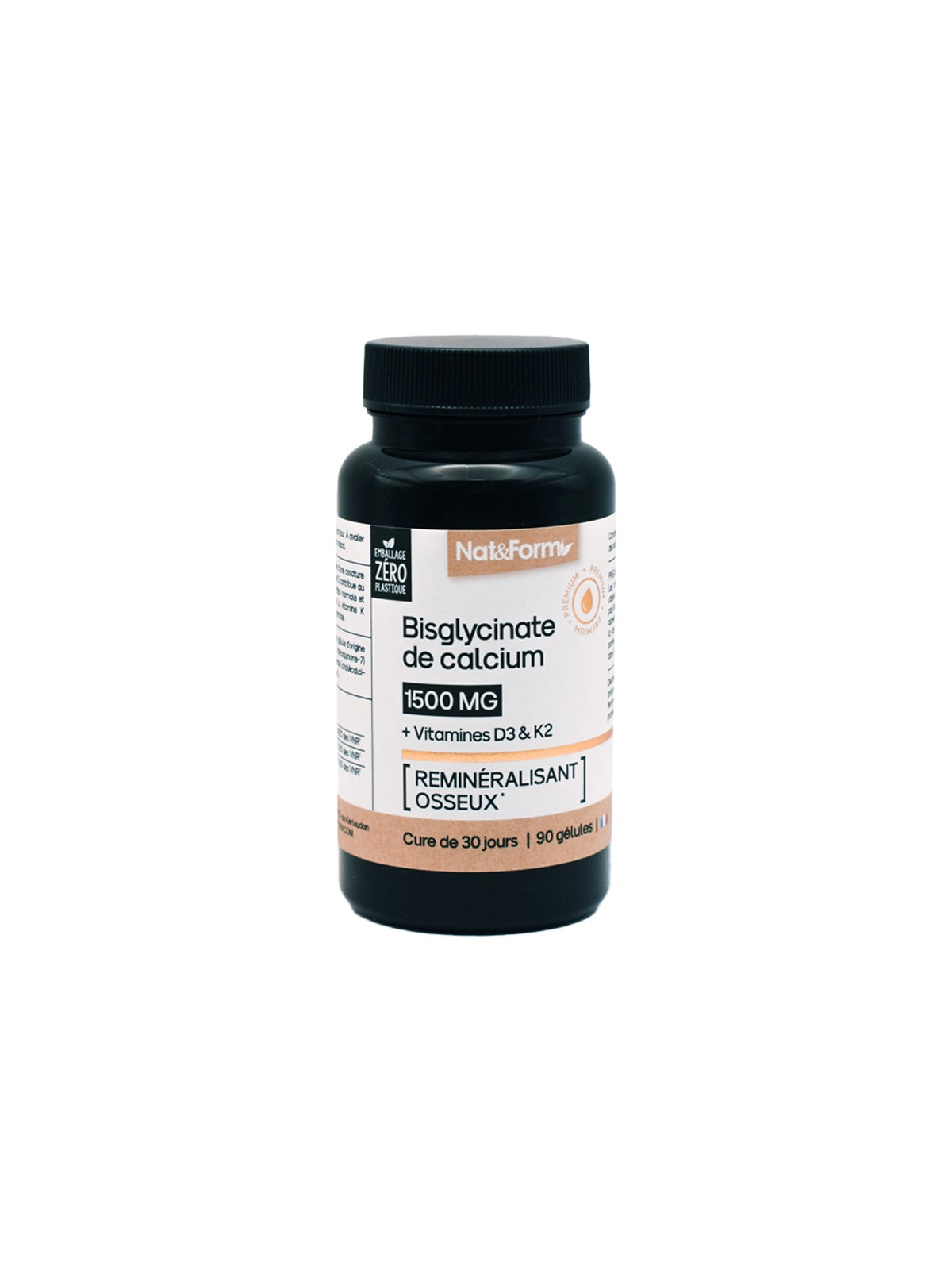 NAT&FORM Bisglycinate De Calcium D3 K2 90 gélules