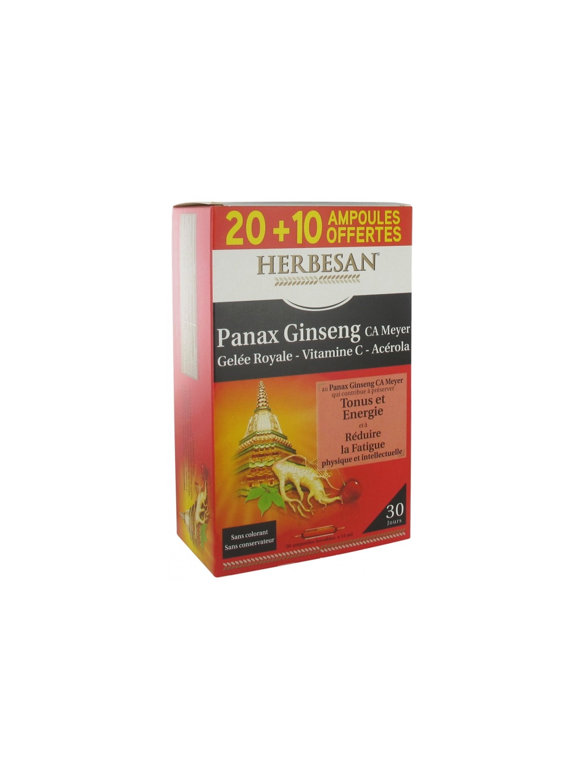 Herbesan ginseng + gelée royale 30 ampoules