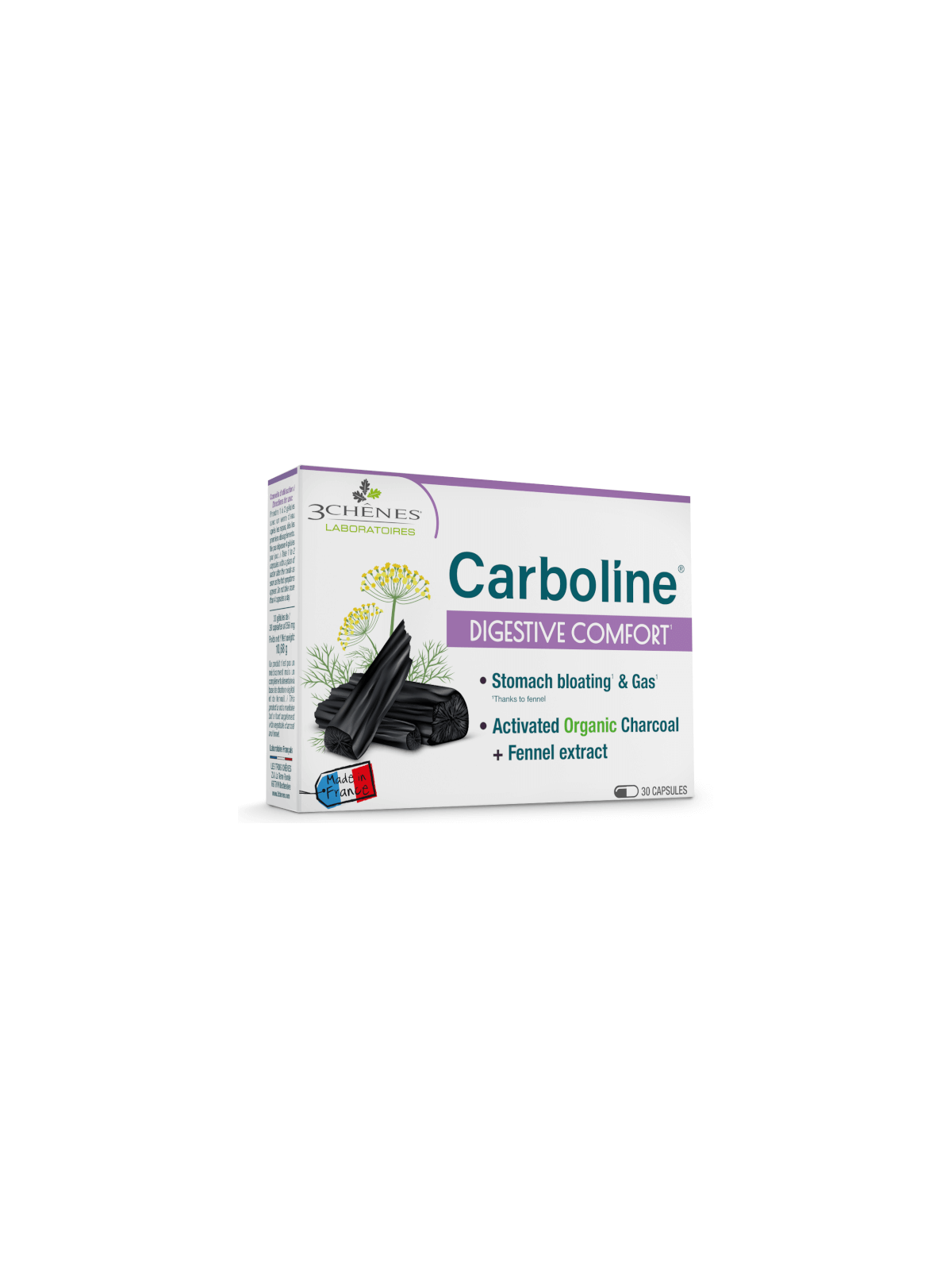 LES 3 CHENES Carboline confort digestif  30 gélules