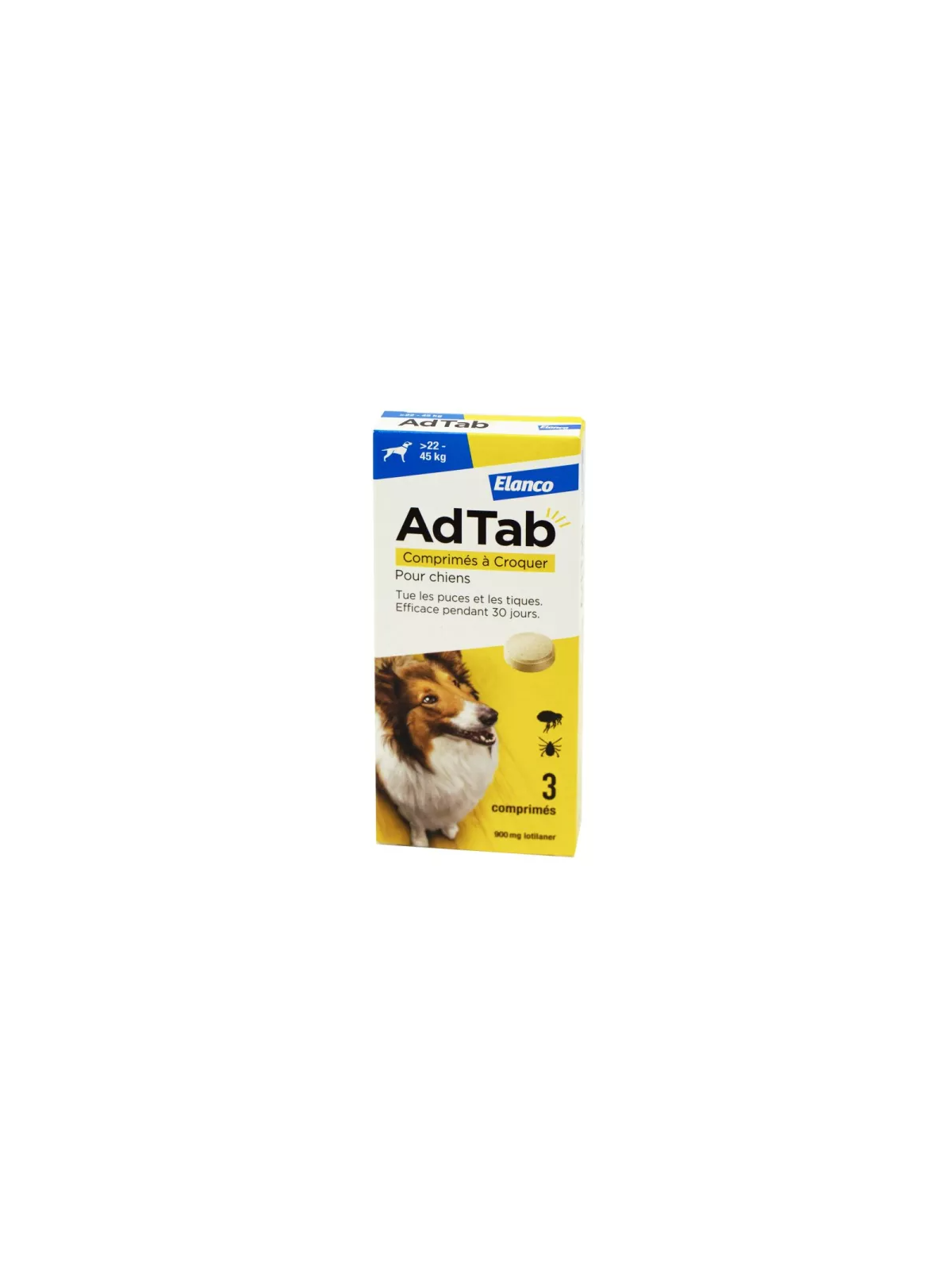 ADTAB Antiparasitaire Interne Chien de +22 à 45kg - 3 Comprimés à Croquer