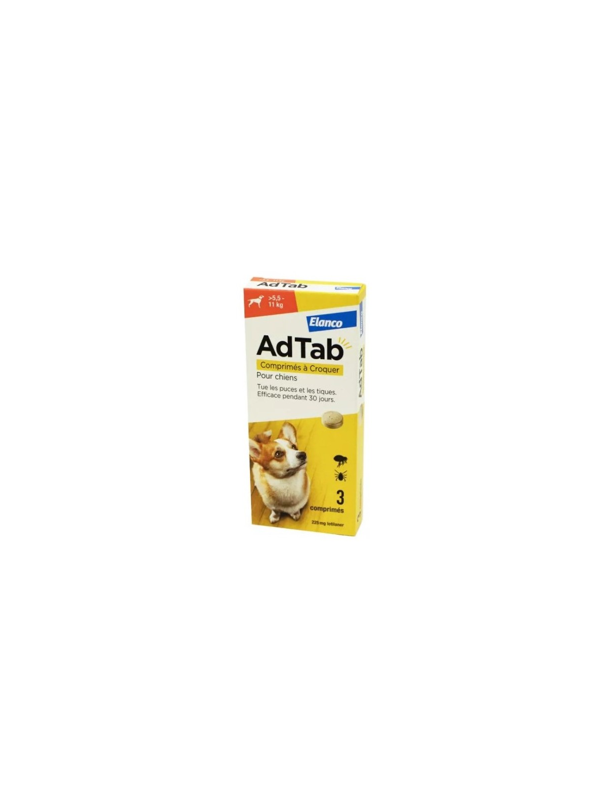 ADTAB Antiparasitaire Interne Chien de +5.5 à 11kg - 3 Comprimés à Croquer