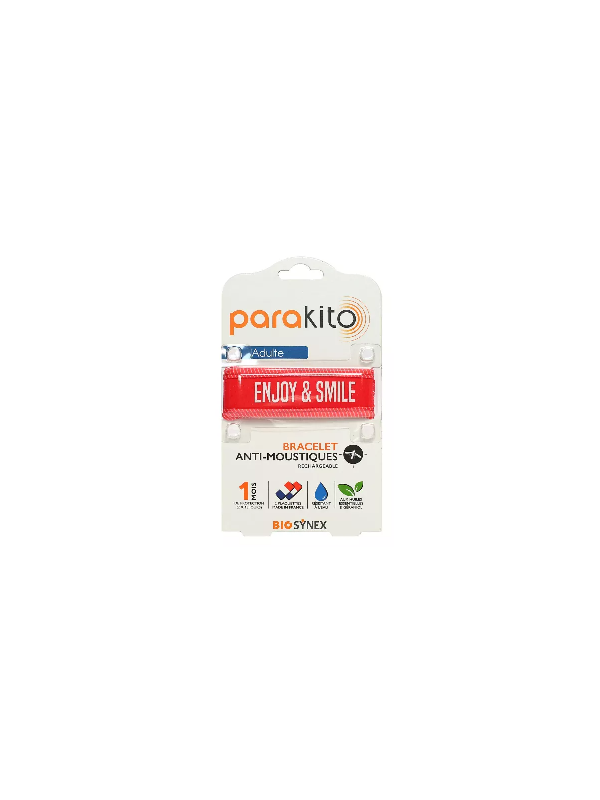 PARAKITO Adulte Bracelet Anti Moustiques Rechargeable Rouge