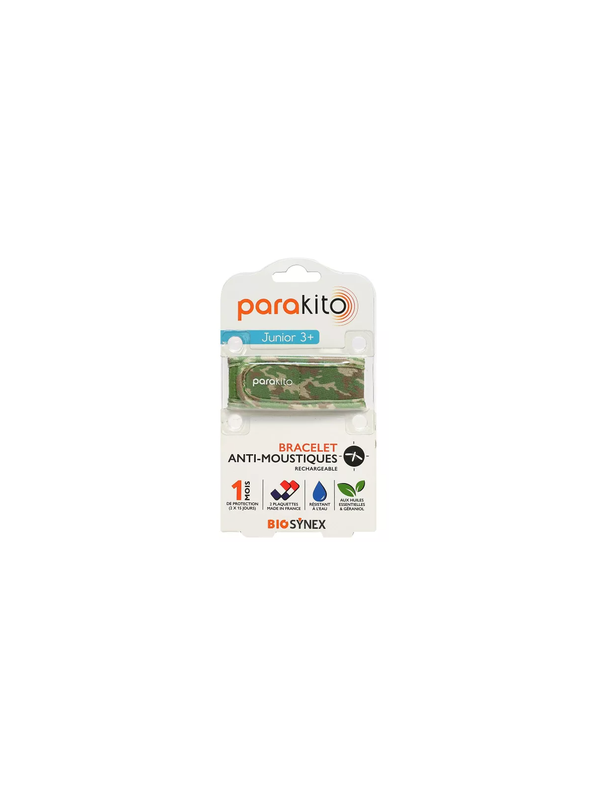 PARAKITO Junior Bracelet Anti Moustiques Rechargeable Camouflage vrt