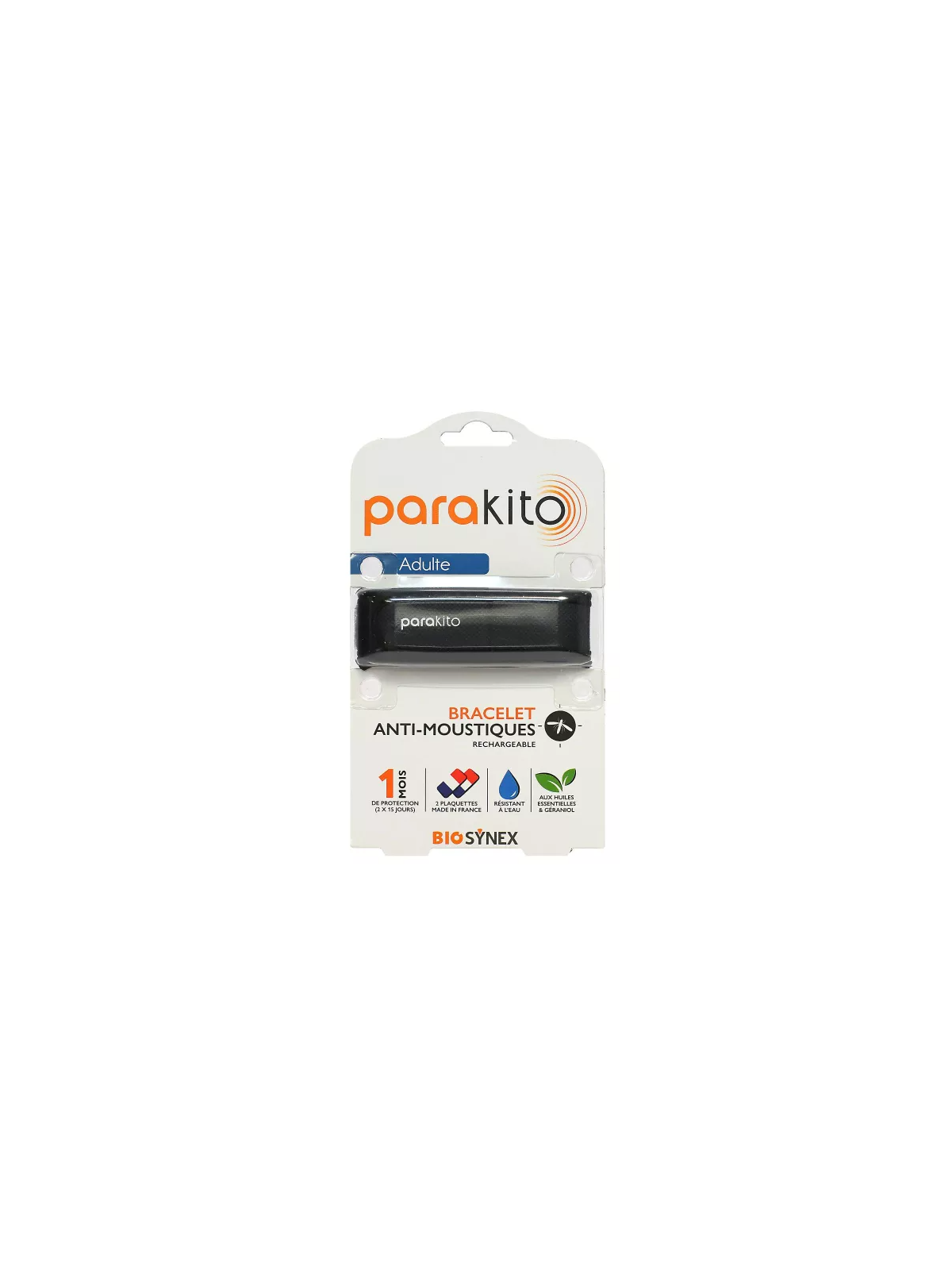 PARAKITO Junior Bracelet Anti Moustiques Rechargeable Noir