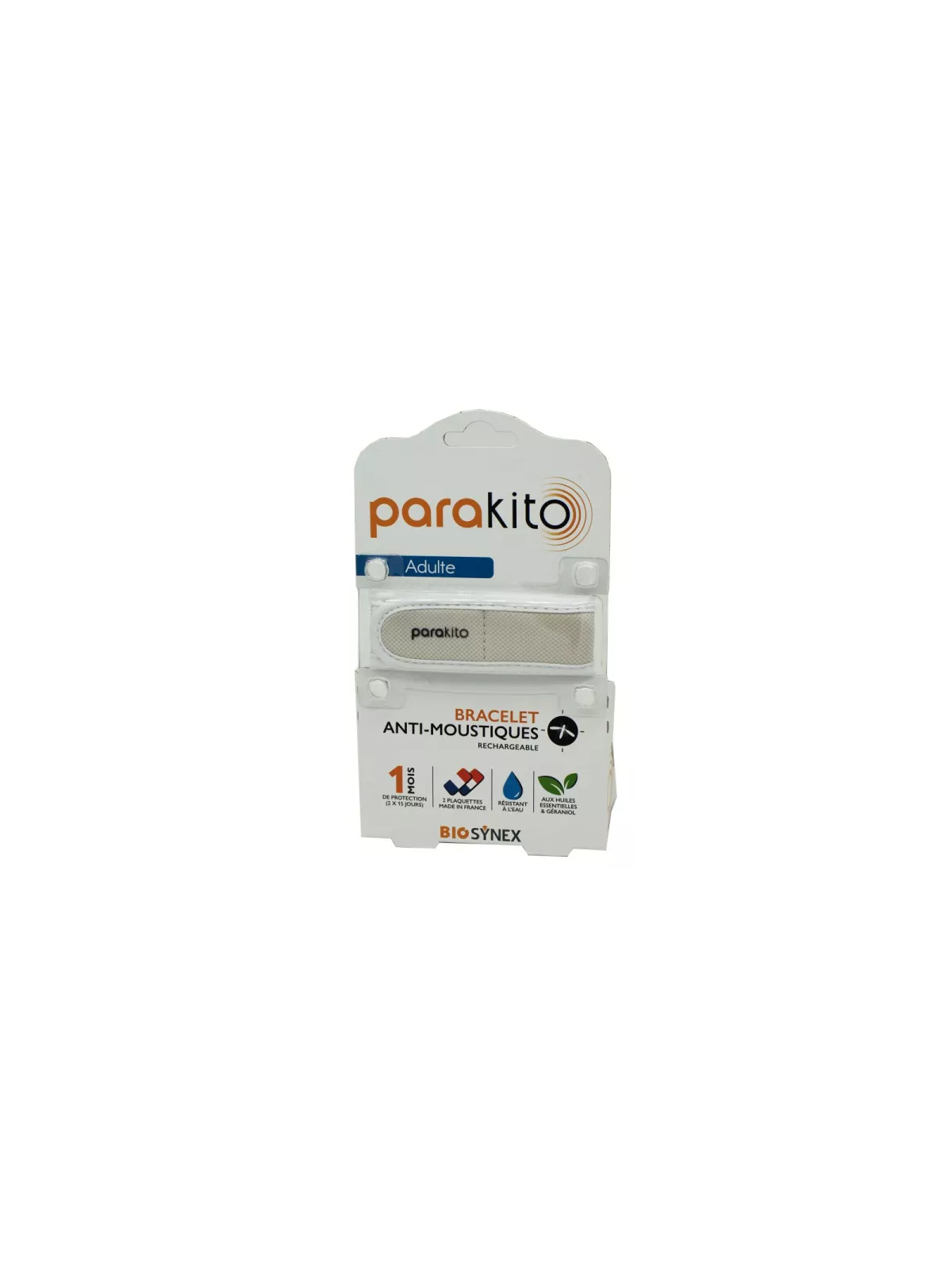 PARAKITO Adulte Bracelet Anti Moustiques Rechargeable Blanc