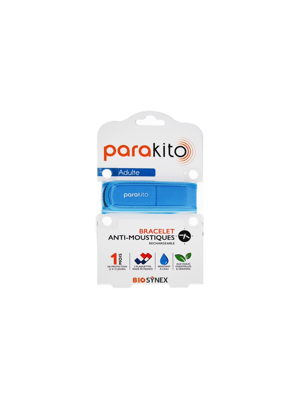 PARAKITO Adulte Bracelet Anti Moustiques Rechargeable Bleu