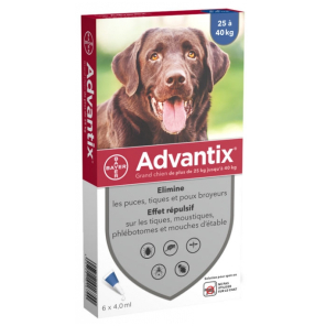Bayer advantix grand chien 25 à 40 kg 6 pipettes | Nom de la...