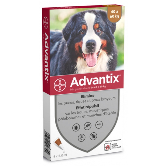 ADVANTIX CHIEN TRES GRAND 40-60KG BTE 4