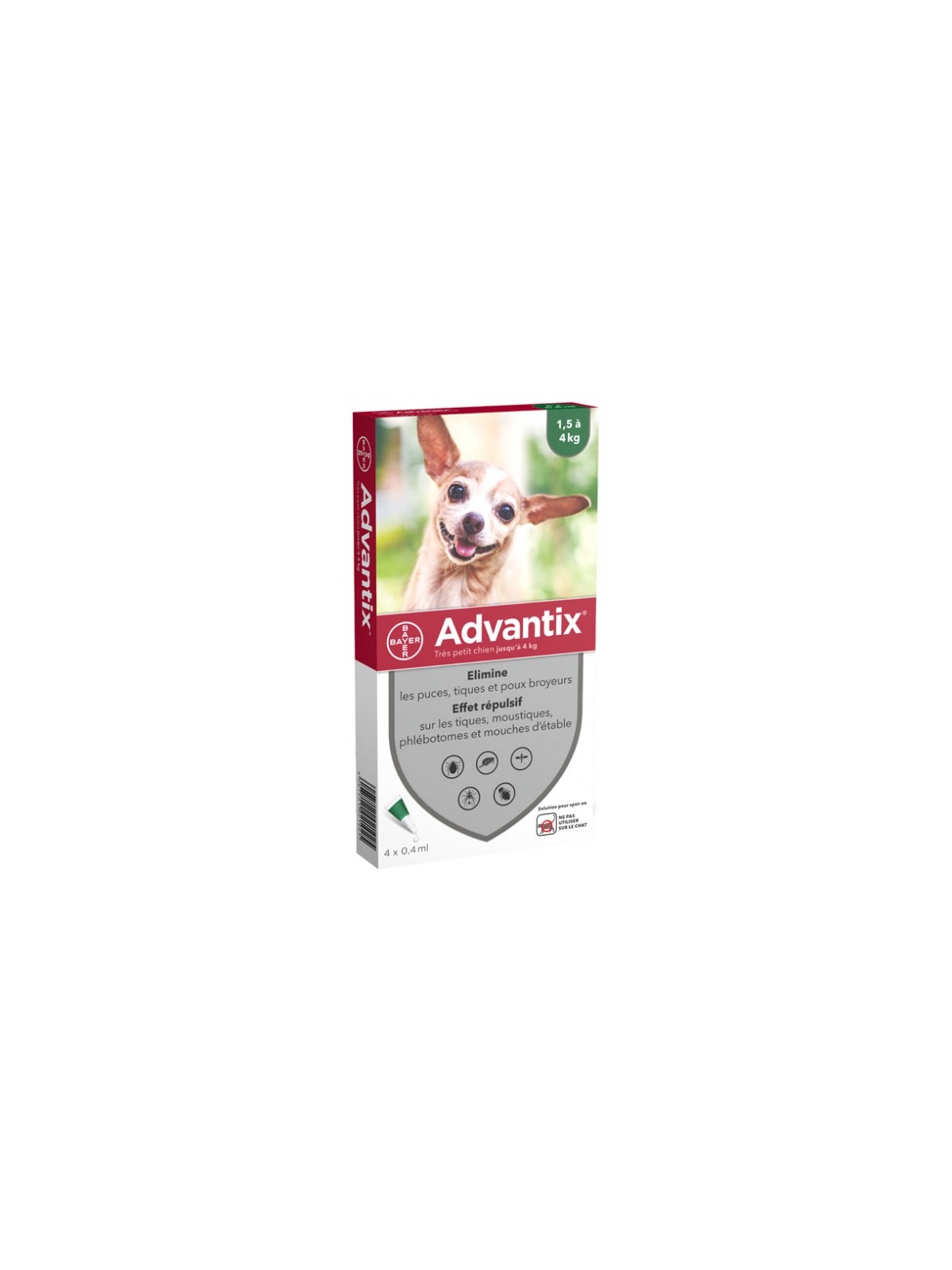 Bayer Advantix Très Petit Chien Jusqu'à 4kg 4 Pipettes