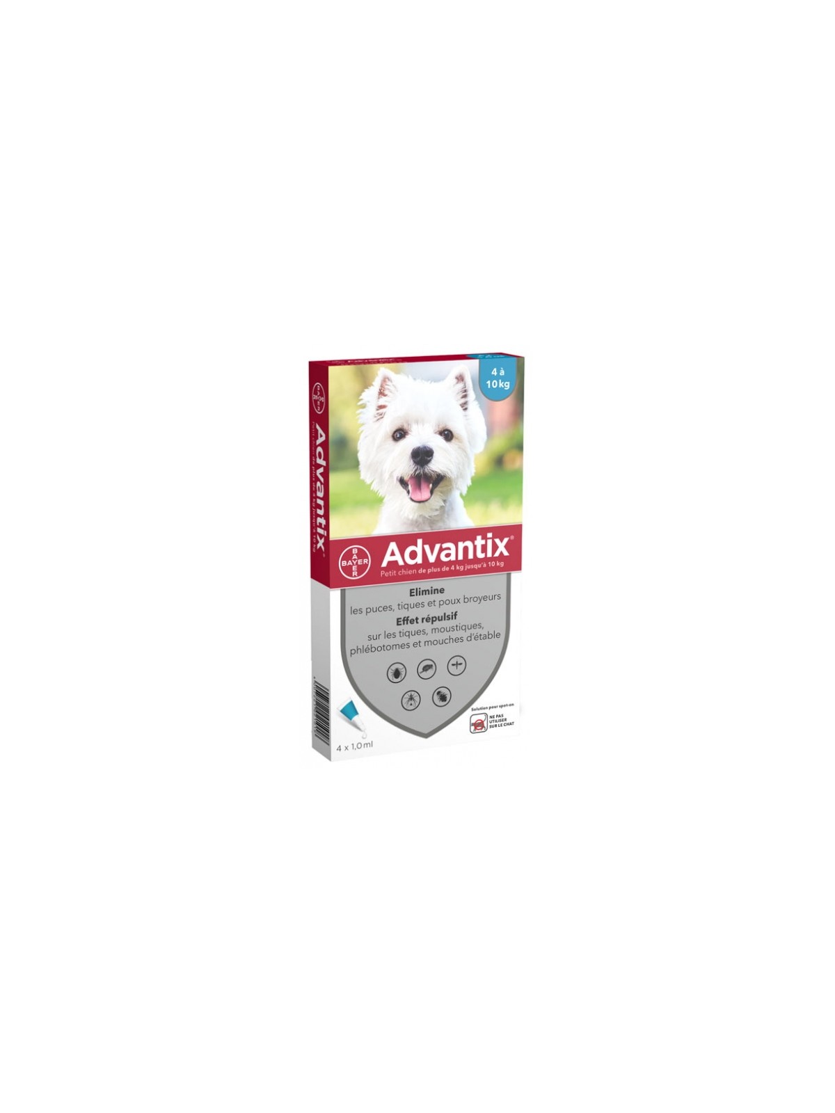 Bayer Advantix pour petit chien de 4 à 10kg+ 4 pipettes