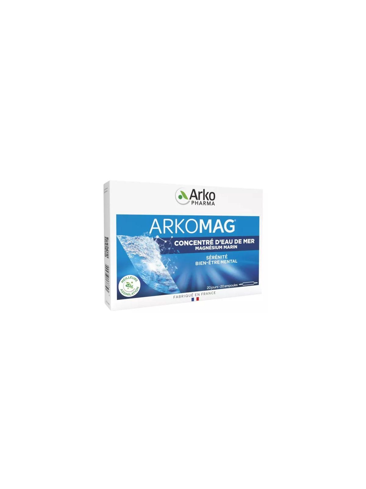ARKOMAG Ampoules 20x 10ml - Concentré d' Eau de Mer, Magnésium Marin