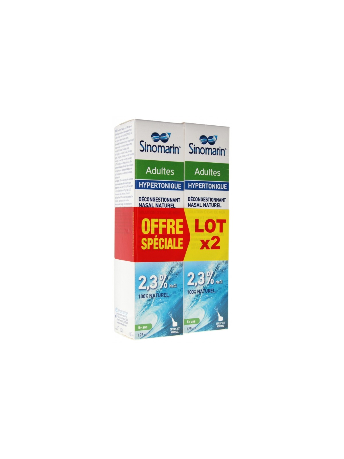 SINOMARIN Spray Nasal Adult Hypertonique Nez Bouche 2x125ml