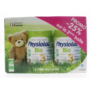 PHYSIOLAC Lait de Croissance 3ème Âge Bio 2x800G