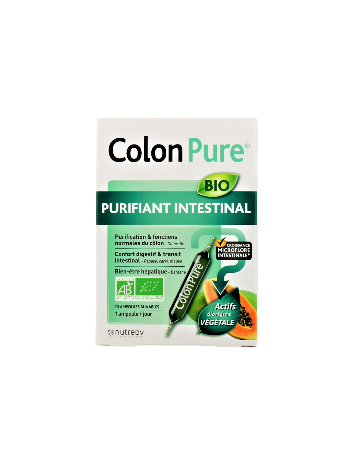 Complément Alimentaire Colonpure Nutreov - Purifiant Intestinal Et Détoxification Du Côlon - Gélules