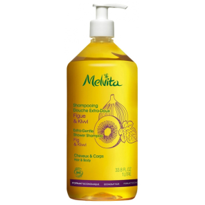 Melvita shampooing douche extra-doux figue et kiwi 1l